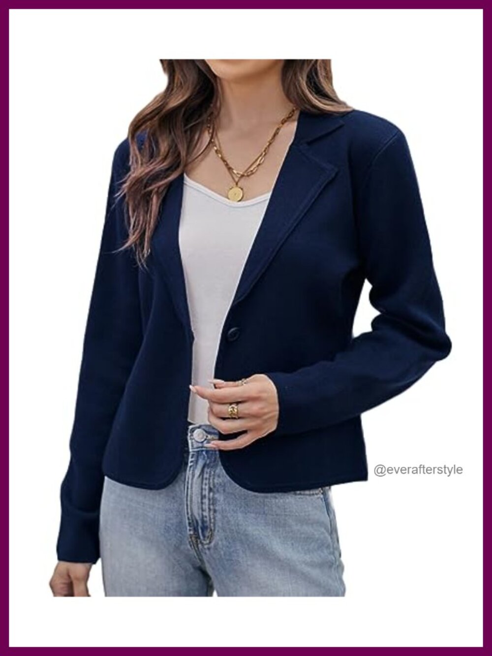 Sweater Blazer Cropped Knit Cardigan Button Front Notch Lapel Work Jacket